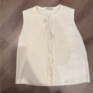 Abercrombie & Fitch Ivory Tie-Front Blouse